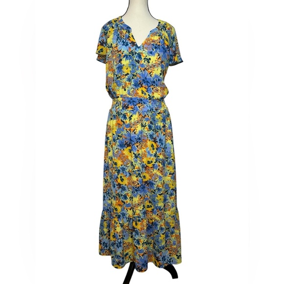 Collective concepts women’s size medium floral multicolor maxi dress lined - Picture 1 of 11
